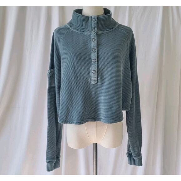Free People Movement *IN BLUE* So Fly Henley Pullover Sweatshirt Medium - Picture 4 of 13